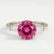 LOVETTA - Round Pink Sapphire & Diamond Baguette Platinum Trilogy