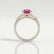LOVETTA - Round Pink Sapphire & Diamond Baguette 18k White Gold Trilogy