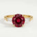 LOVETTA - Round Ruby & Diamond Baguette 18k Yellow Gold Trilogy