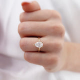 LULU - Pear Natural Diamond 18k Yellow Gold Petite Solitaire