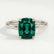 LULU - Elongated Cushion Emerald 18k White Gold Petite Solitaire Ring
