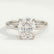 Lulu petite solitaire elongated cushion lab diamond set 18k white gold platinum engagement ring