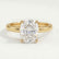 Lulu petite solitaire elongated cushion lab diamond set 18k yellow gold engagement ring