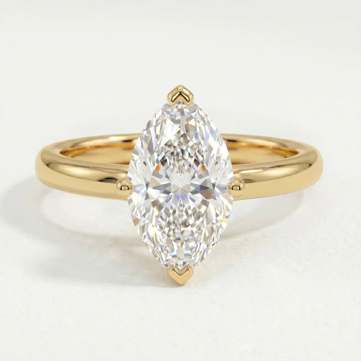 LULU - Marquise Lab Diamond 18k Yellow Gold Petite Solitaire