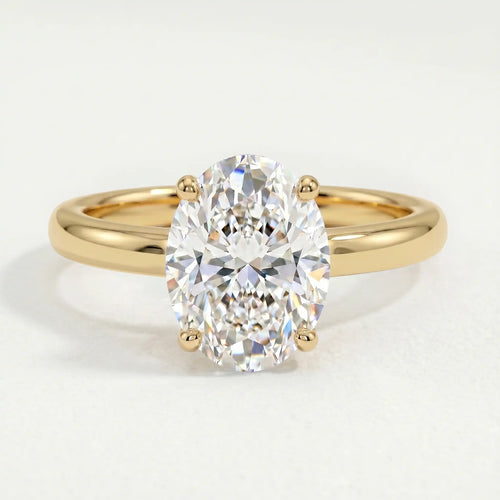 LULU - Ready to Ship 1.00ct Oval Lab Diamond 18k Yellow Gold Petite Solitaire