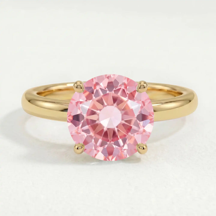 LULU - Round Morganite Pink Sapphire 18k Yellow Gold Petite Solitaire