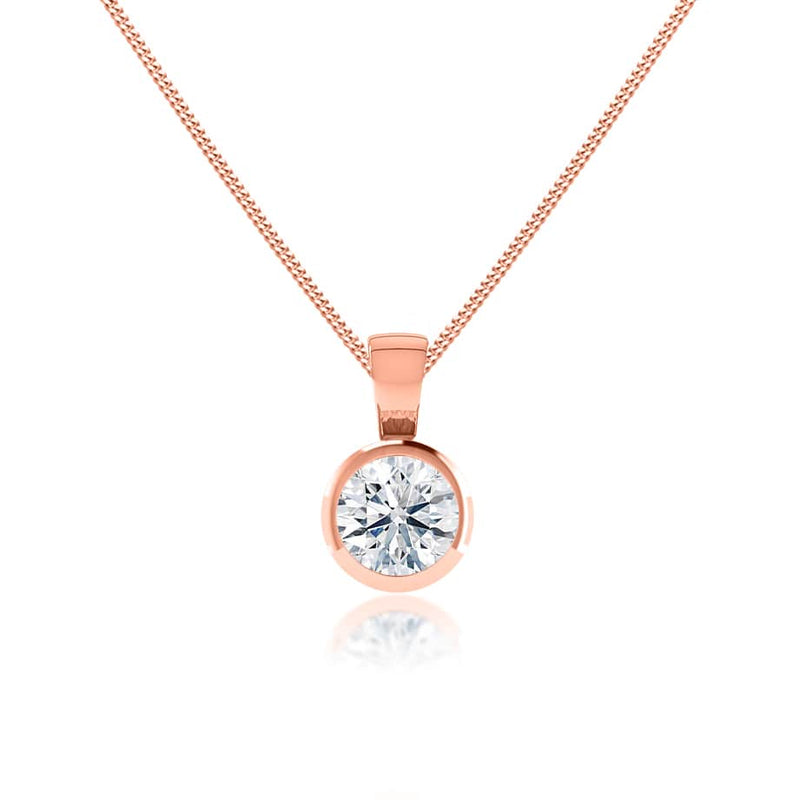 LARISA - Round Lab Diamond Bezel Edge Pendant 18k Rose Gold Pendant Lily Arkwright