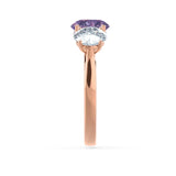 LEANORA - Round Alexandrite 18k Rose Gold Trilogy Engagement Ring Lily Arkwright