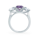 LEANORA - Round Alexandrite 18k White Gold Trilogy Engagement Ring Lily Arkwright