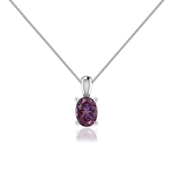 LILA - Oval Alexandrite 4 Claw Drop Pendant 18k White Gold Pendant Lily Arkwright