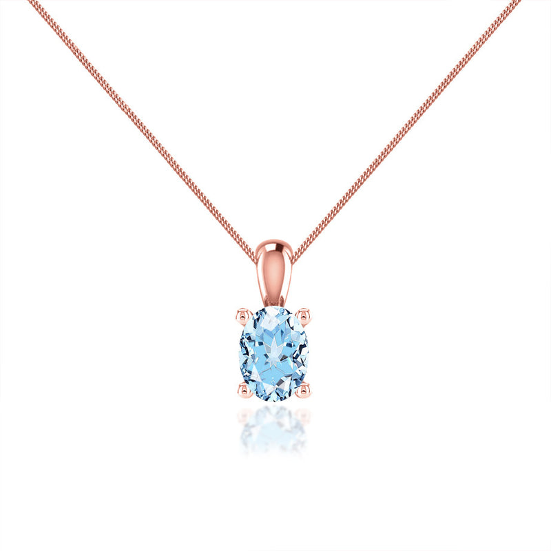 LILA - Oval Aqua Spinel 4 Claw Drop Pendant 18k Rose Gold Pendant Lily Arkwright