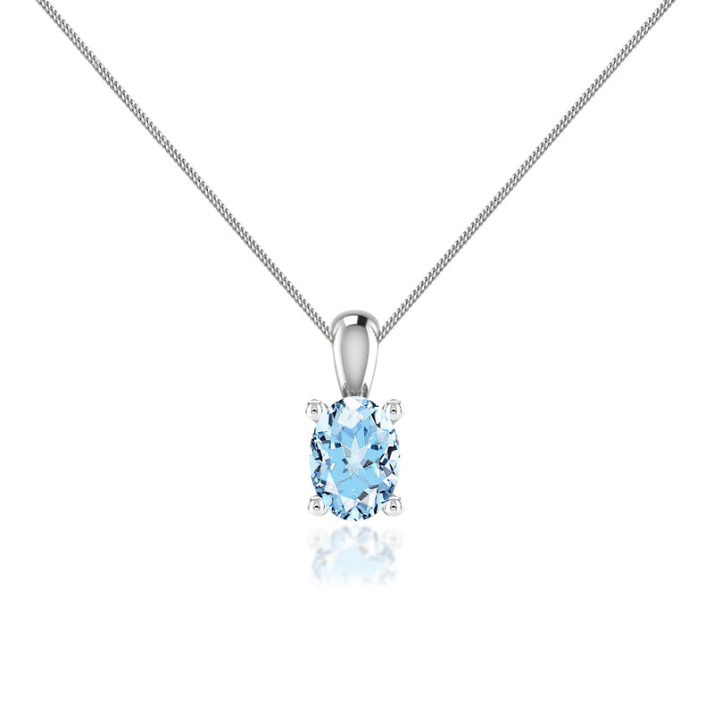 LILA - Oval Aqua Spinel 4 Claw Drop Pendant 18k White Gold Pendant Lily Arkwright