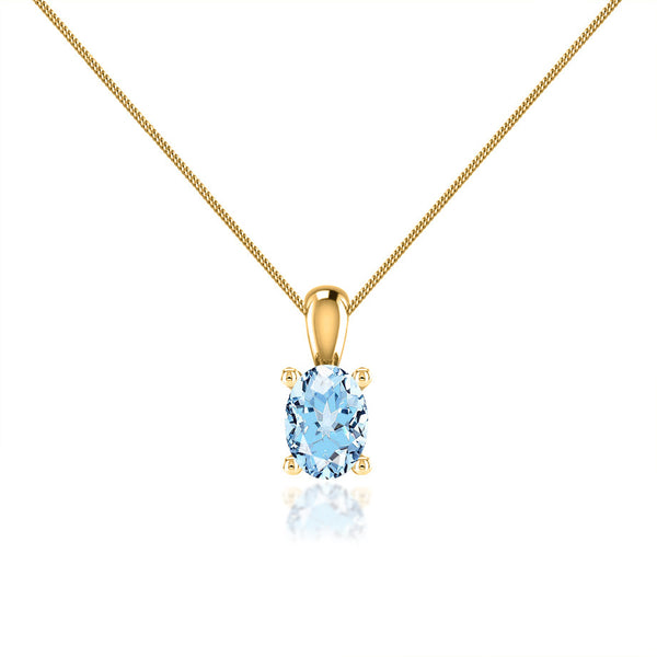 LILA - Oval Aqua Spinel 4 Claw Drop Pendant 18k Yellow Gold Pendant Lily Arkwright