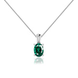 LILA - Oval Emerald 4 Claw Drop Pendant 18k White Gold Pendant Lily Arkwright