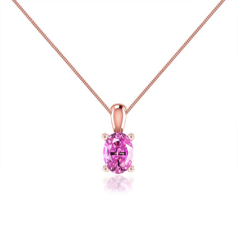 LILA - Oval Pink Sapphire 4 Claw Drop Pendant 18k Rose Gold Pendant Lily Arkwright