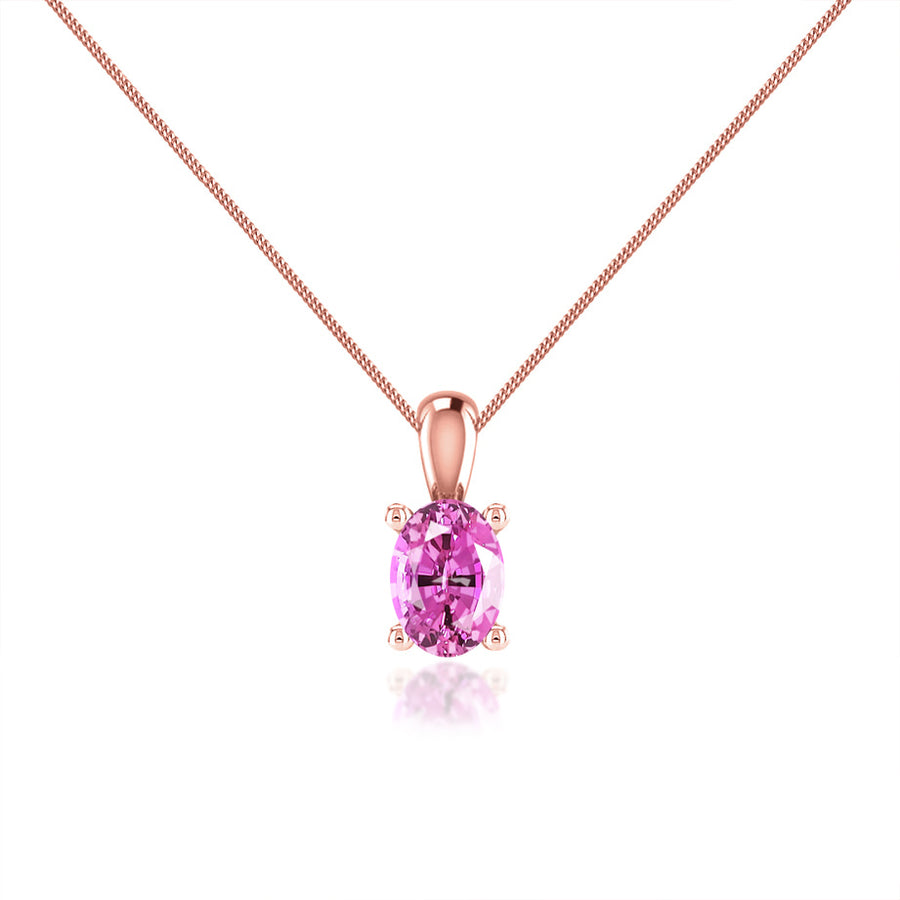 LILA Oval Pink Sapphire Claw Drop Pendant 18k Rose Gold – Lily