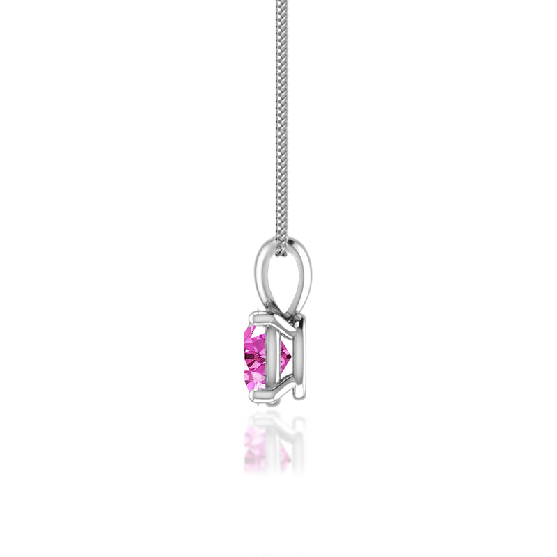 LILA - Oval Pink Sapphire 4 Claw Drop Pendant 18k White Gold Pendant Lily Arkwright