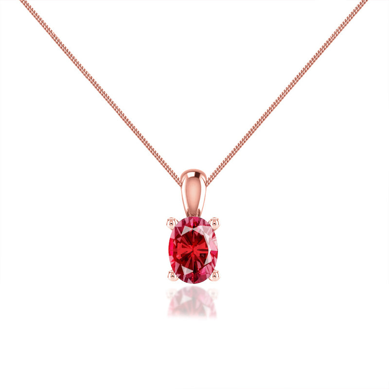 LILA - Oval Ruby 4 Claw Drop Pendant 18k Rose Gold Pendant Lily Arkwright