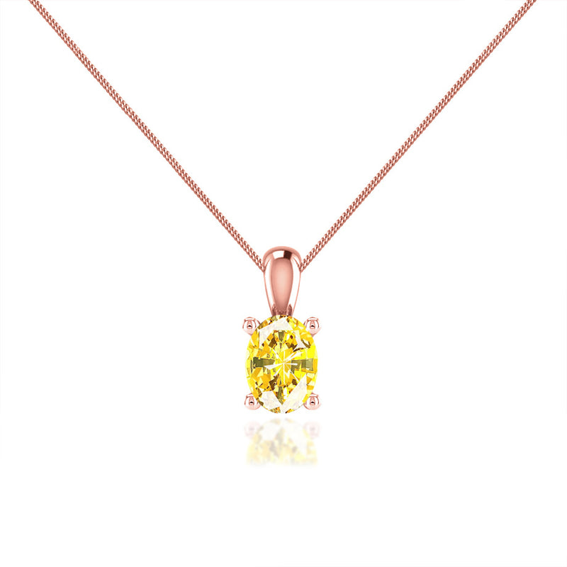 LILA - Oval Yellow Sapphire 4 Claw Drop Pendant 18k Rose Gold Pendant Lily Arkwright