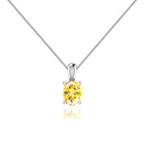 LILA - Oval Yellow Sapphire 4 Claw Drop Pendant 18k White Gold Pendant Lily Arkwright