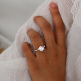 LILLIE LUXE - Round Natural Diamond 950 Platinum Shoulder Set Ring Engagement Ring Lily Arkwright