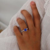LILLIE LUXE - Chatham® Round Blue Sapphire Solitaire Engagement Ring 950 Platinum