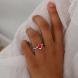 LILLIE LUXE - Chatham® Round Ruby Solitaire Engagement Ring 950 Platinum
