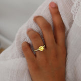 LILLIE LUXE - Chatham® Round Yellow Sapphire Solitaire Engagement Ring 18k Yellow Gold