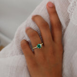 LILLIE LUXE - Chatham® Round Emerald Solitaire Engagement Ring 18k Yellow Gold