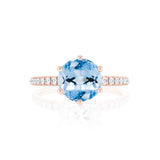 LILLIE LUXE - Chatham® Round Aqua Spinel Solitaire Engagement Ring 18k Rose Gold