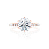 LILLIE LUXE - Round Natural Diamond 18k Rose Gold Shoulder Set Ring Engagement Ring Lily Arkwright