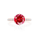 LILLIE LUXE - Chatham® Round Ruby Solitaire Engagement Ring 18k Rose Gold