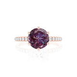 LILLIE LUXE - Chatham® Round Alexandrite Solitaire Engagement Ring 18k Rose Gold