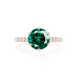 LILLIE LUXE - Chatham® Round Emerald Solitaire Engagement Ring 18k Rose Gold