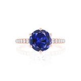 LILLIE LUXE - Chatham® Round Blue Sapphire Solitaire Engagement Ring 18k Rose Gold