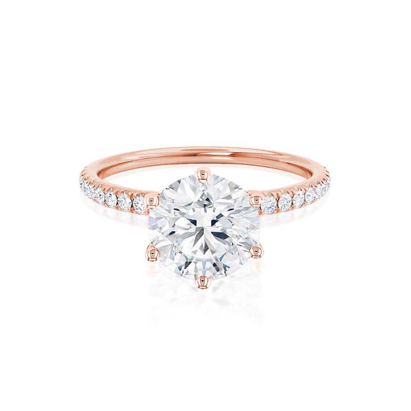 LILLIE LUXE - Round Natural Diamond 18k Rose Gold Shoulder Set Ring Engagement Ring Lily Arkwright