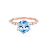 LILLIE LUXE - Chatham® Round Aqua Spinel Solitaire Engagement Ring 18k Rose Gold