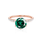LILLIE LUXE - Chatham® Round Emerald Solitaire Engagement Ring 18k Rose Gold