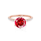 LILLIE LUXE - Chatham® Round Ruby Solitaire Engagement Ring 18k Rose Gold