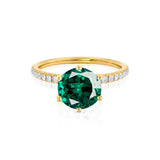 LILLIE LUXE - Chatham® Round Emerald Solitaire Engagement Ring 18k Yellow Gold