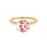 LILLIE LUXE - Chatham® Round Champagne True Sapphire Solitaire Engagement Ring 18k Yellow Gold