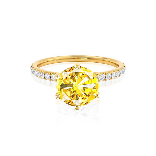 LILLIE LUXE - Chatham® Round Yellow Sapphire Solitaire Engagement Ring 18k Yellow Gold
