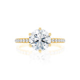 LILLIE LUXE - Round Natural Diamond 18k Yellow Gold Shoulder Set Ring Engagement Ring Lily Arkwright