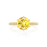 LILLIE LUXE - Chatham® Round Yellow Sapphire Solitaire Engagement Ring 18k Yellow Gold