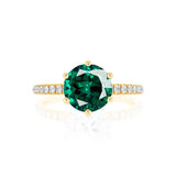 LILLIE LUXE - Chatham® Round Emerald Solitaire Engagement Ring 18k Yellow Gold