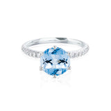 LILLIE LUXE - Chatham® Round Aqua Spinel Solitaire Engagement Ring 950 Platinum