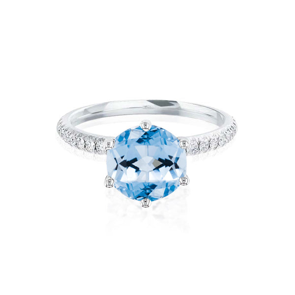 LILLIE LUXE - Chatham® Round Aqua Spinel Solitaire Engagement Ring 950 Platinum