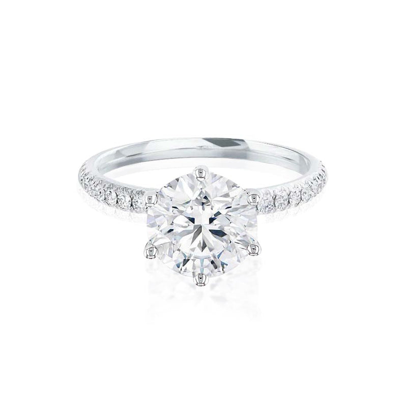 LILLIE LUXE - Round Natural Diamond 950 Platinum Shoulder Set Ring Engagement Ring Lily Arkwright