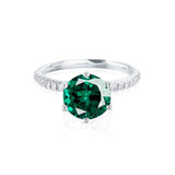 LILLIE LUXE - Chatham® Round Emerald Solitaire Engagement Ring 18k White Gold