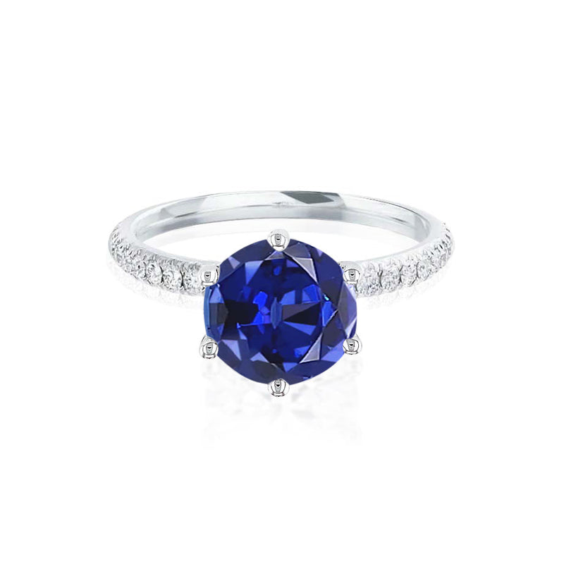 LILLIE LUXE - Chatham® Round Blue Sapphire Solitaire Engagement Ring 950 Platinum